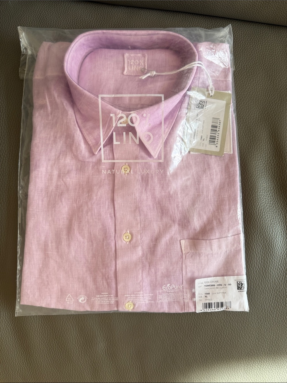 NEW Auth 120% Lino SHIRT w/short sleeves, linen sz L/XL- 50 Italy